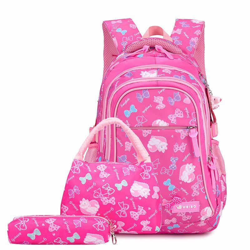 Charming Korean Style Waterproof Three-piece Set Middle School Students' Schoolbags