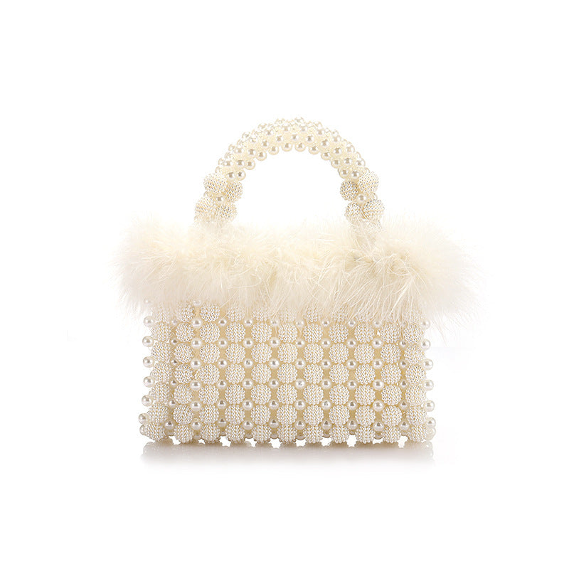 Women's Fan Pearl Dinner Sophisticated Type Banquet Evening Bags