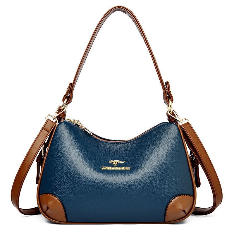 Women's Genuine Leather Mom Large Capacity Contrast Bags