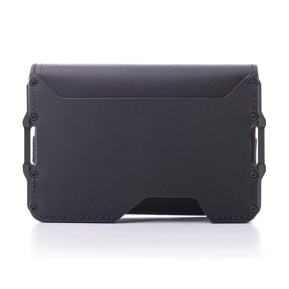 Men's Swiping Aluminum Alloy 2 Fold Leather Men's Wallets