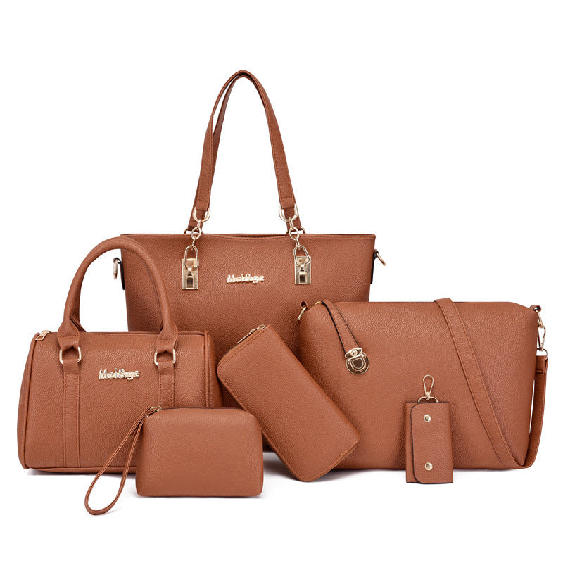 Spring Solid Color Litchi Pattern Mother Handbags