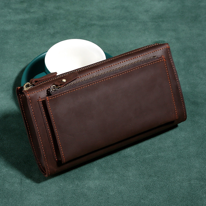 Men's Crazy Horse Leather Clutch Model Upgraded Version Genuine Hand Men's Handbags