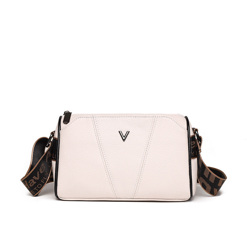 Women's Genuine Leather Fashionable Stitching Soft Large Capacity First Layer Shoulder Bags