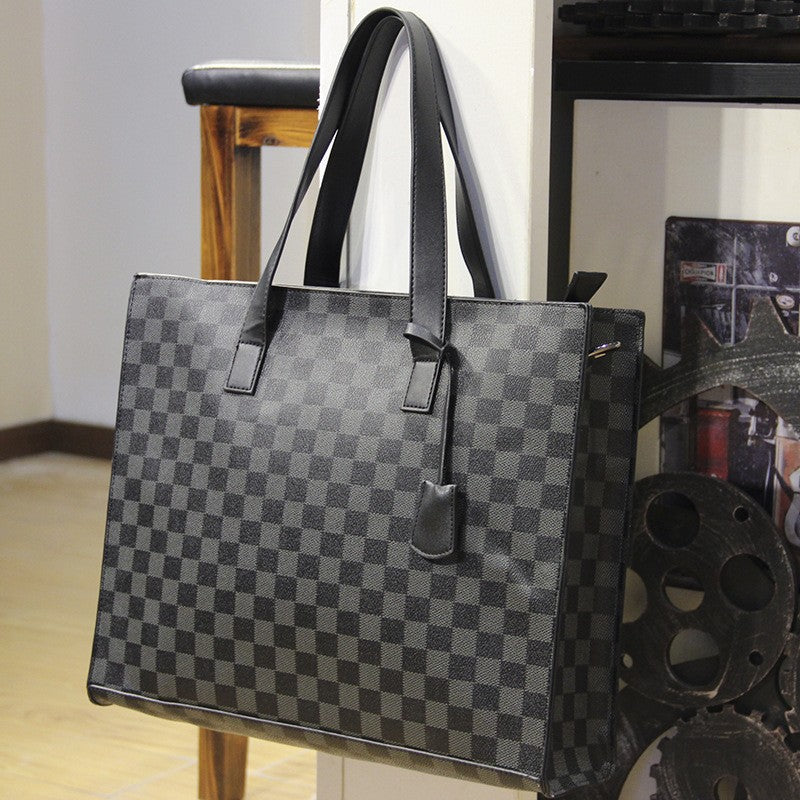 Men's Summer Plaid Daily Personalized File Men's Shoulder Bags