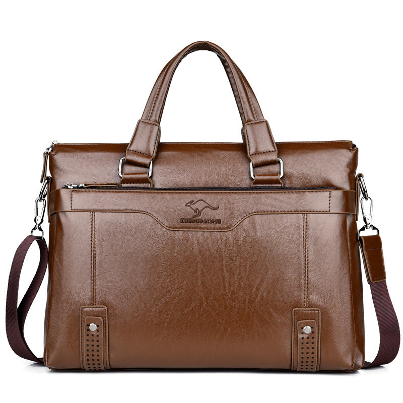 Men's Comfortable Soft Leather Horizontal Computer Handbags