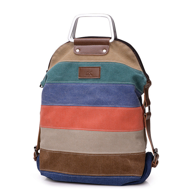 Women's Contrast Color Korean Style Canvas Large Crossbody Bags