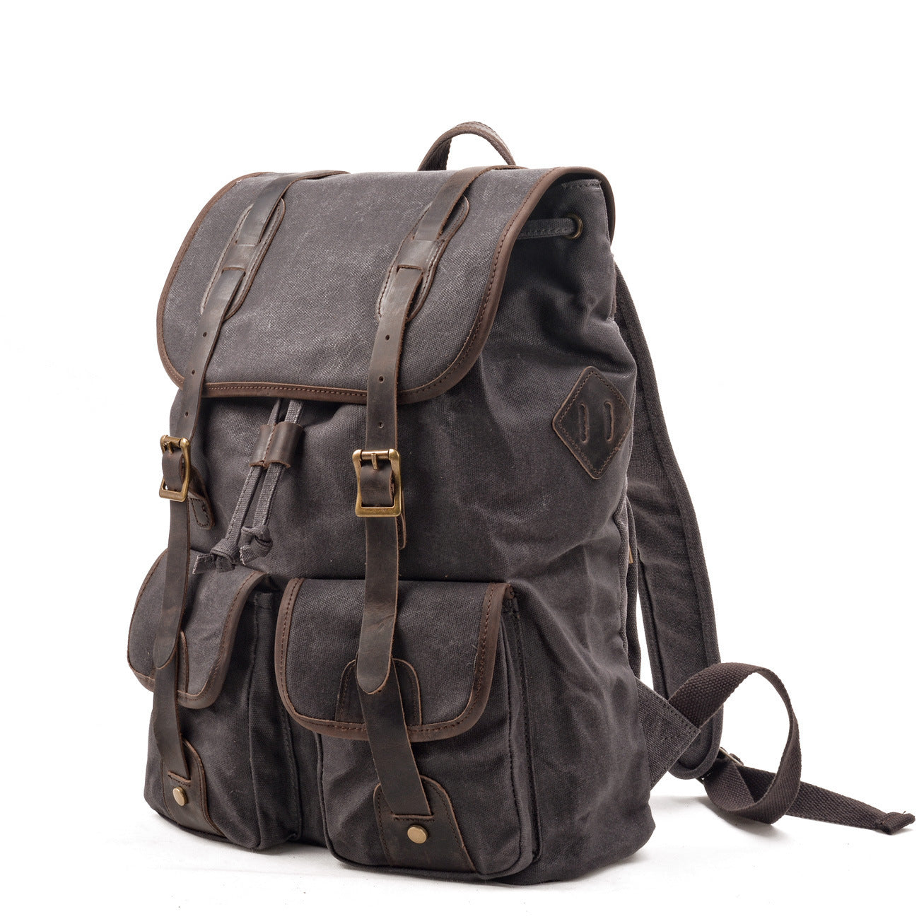 Men's Large Capacity Canvas Waterproof Drawstring Hiking Backpacks
