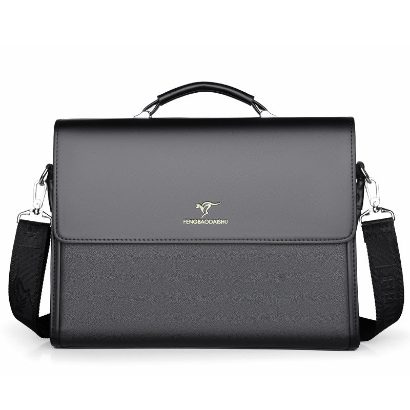 Men's Business Horizontal Large Capacity Leather Shaping Conference Work Handbags