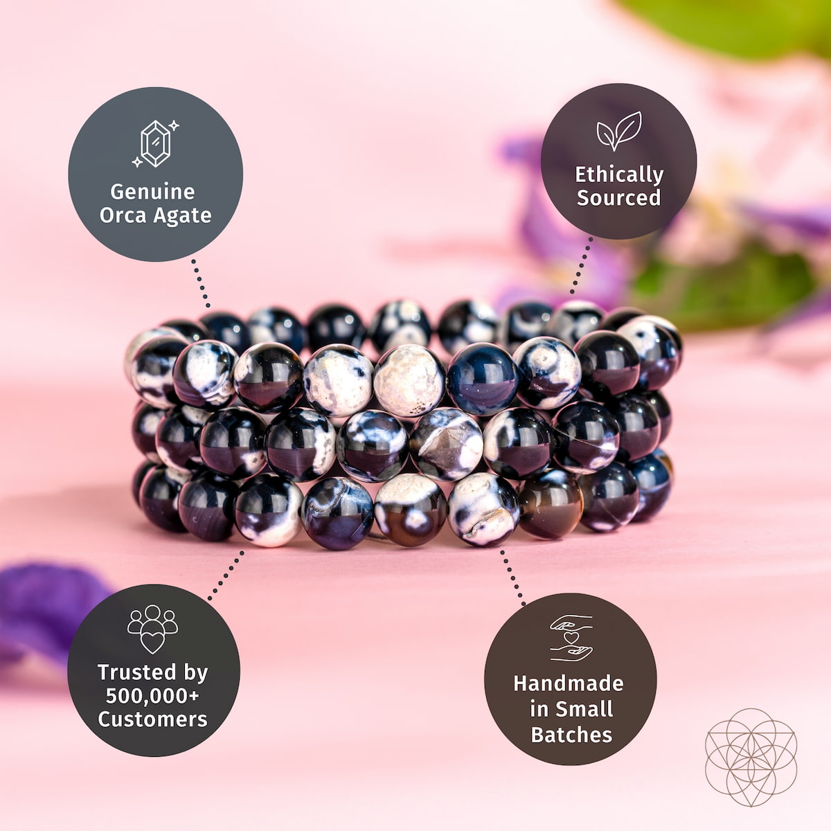 Pulsera de ágata orca exótica de profunda sanación