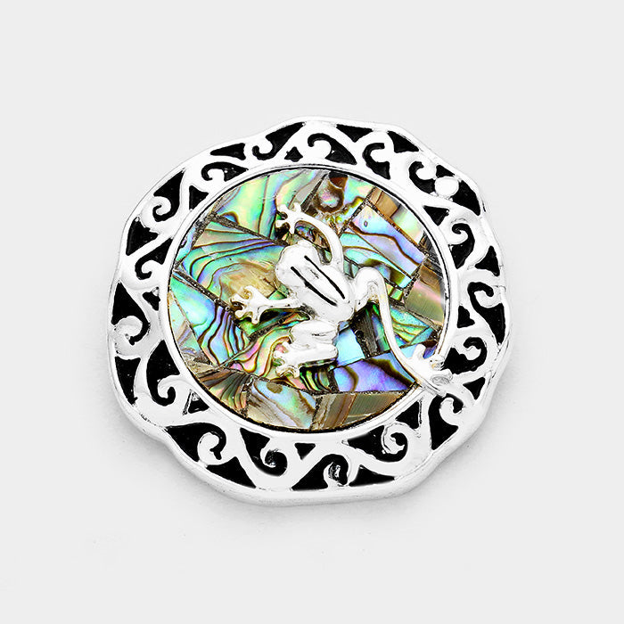 Abalone Embossed Antique Frog Magnetic Pendant
