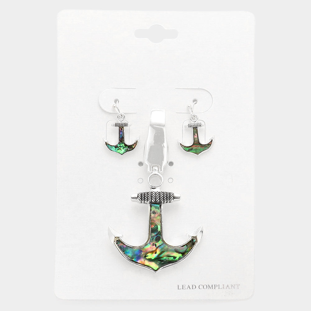 Abalone Anchor Pendant Set