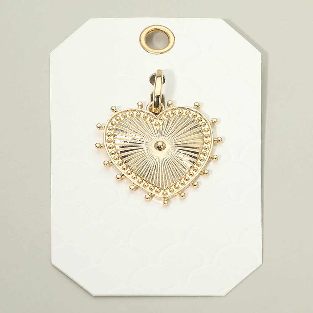 Textured Metal Sunburst Heart Pendant