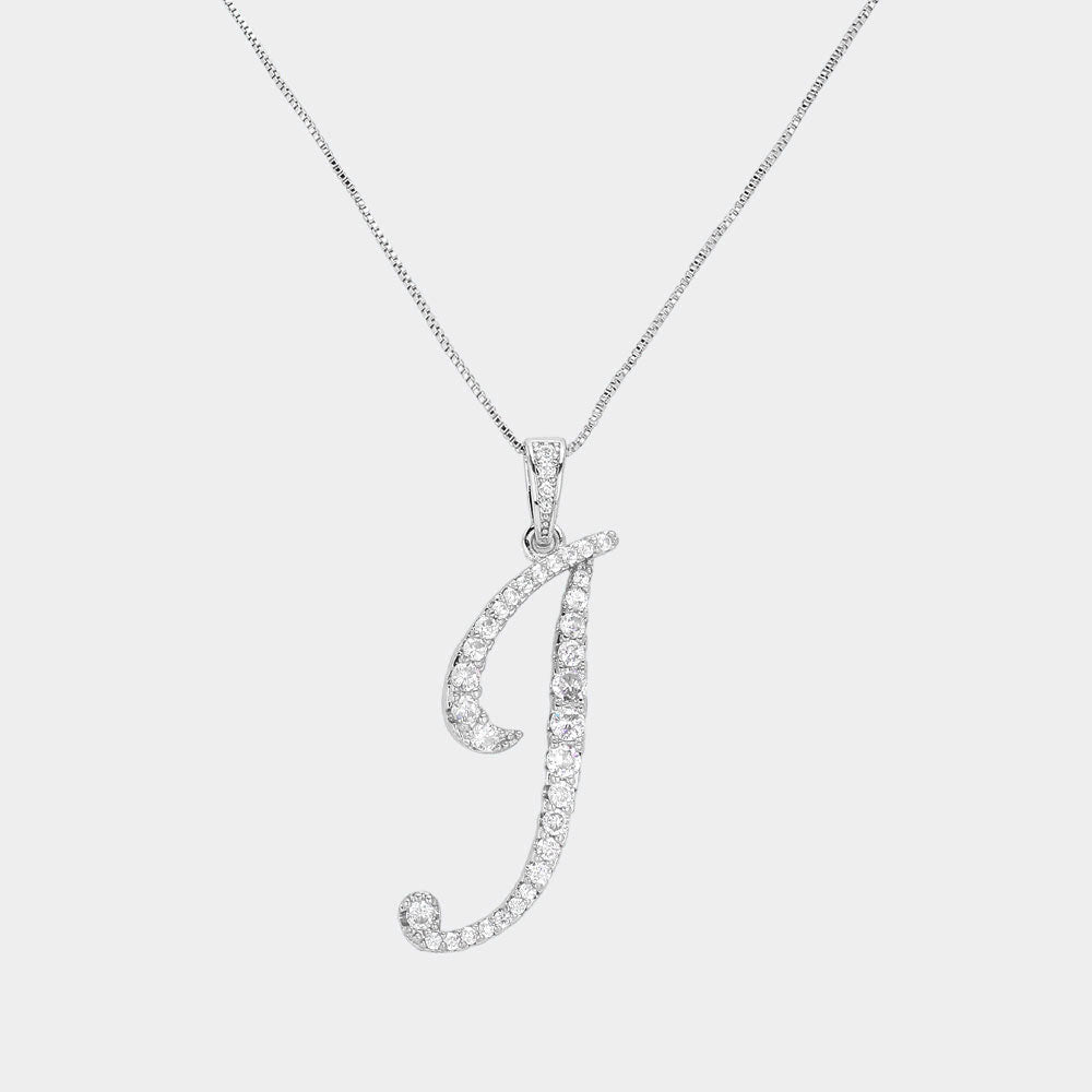 -I- CZ Initial Monogram Pendant Necklace