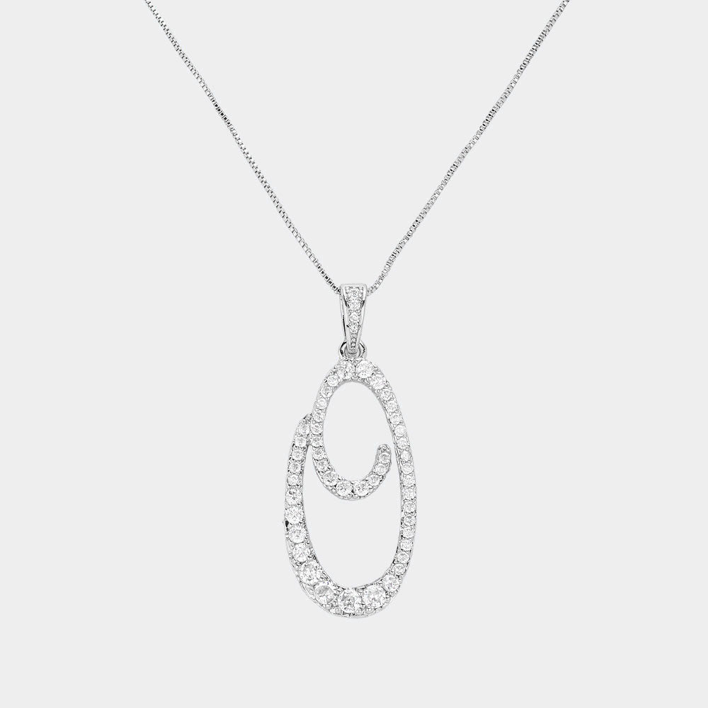 -O- CZ Initial Monogram Pendant Necklace