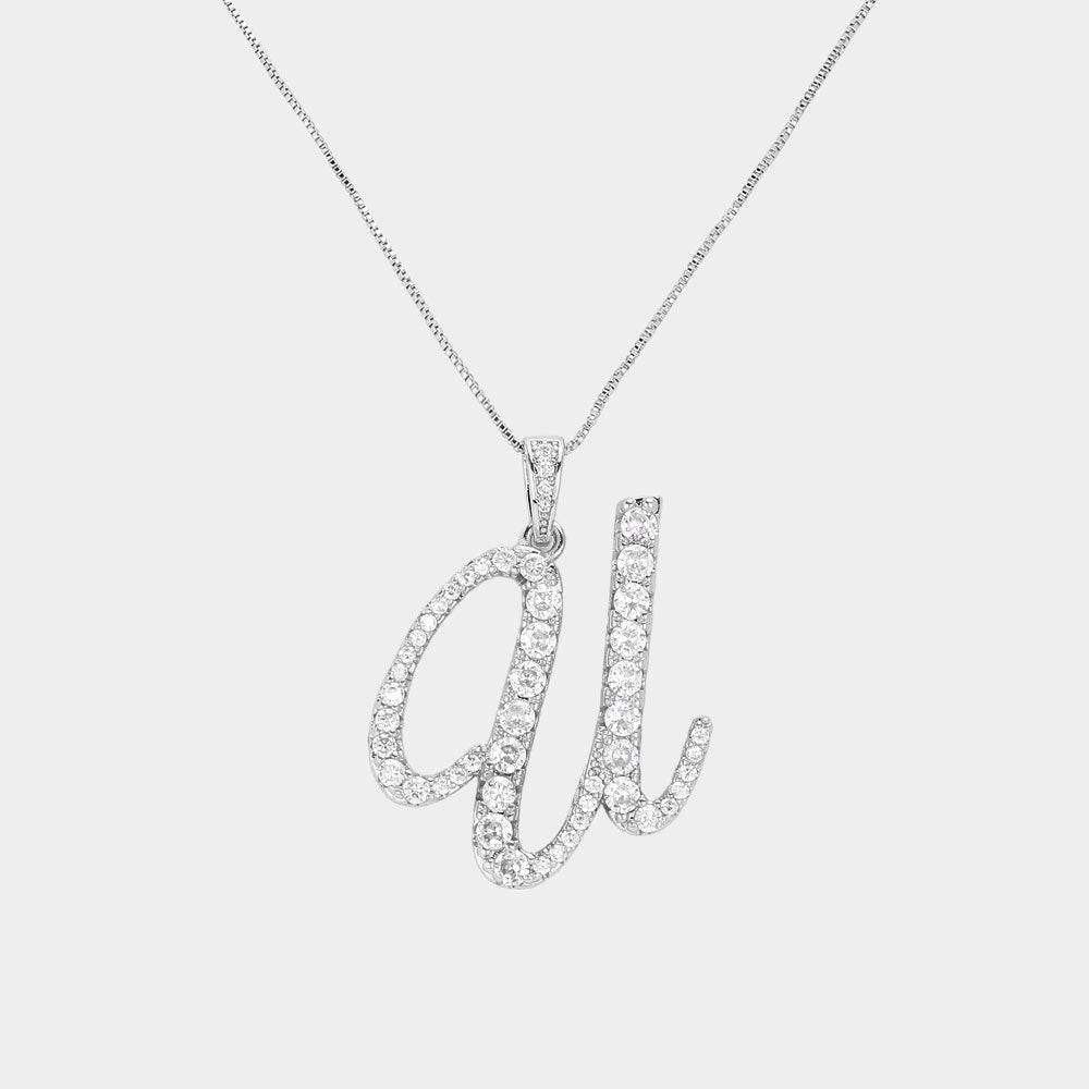 -U- CZ Initial Monogram Pendant Necklace