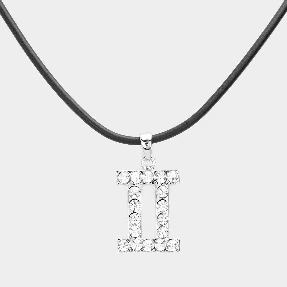 Gemini - Stone Embellished Zodiac Pendant Necklace