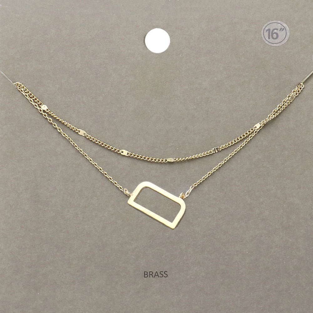 -D- Initial Monogram Brass Metal Necklace