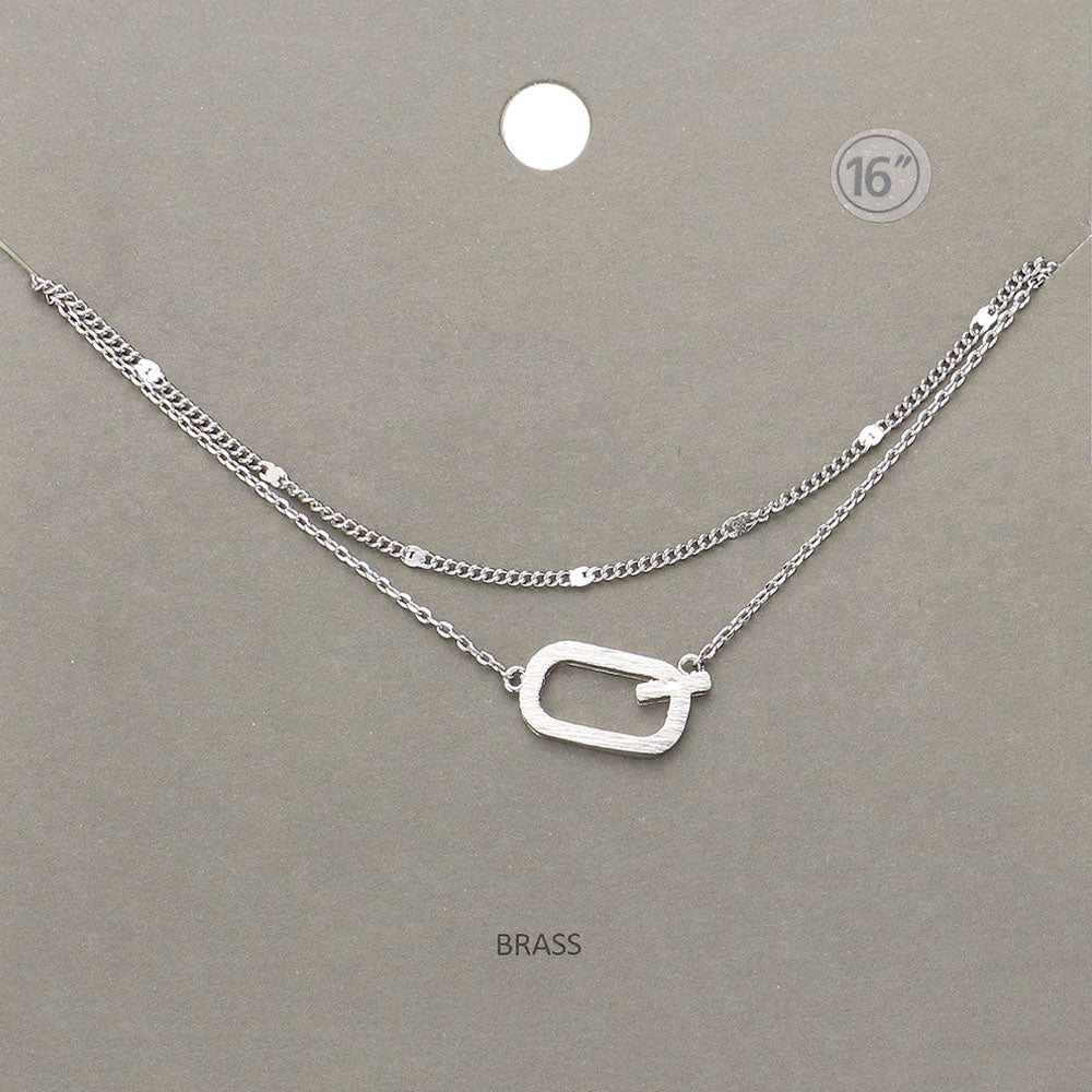 -Q- Initial Monogram Brass Metal Necklace