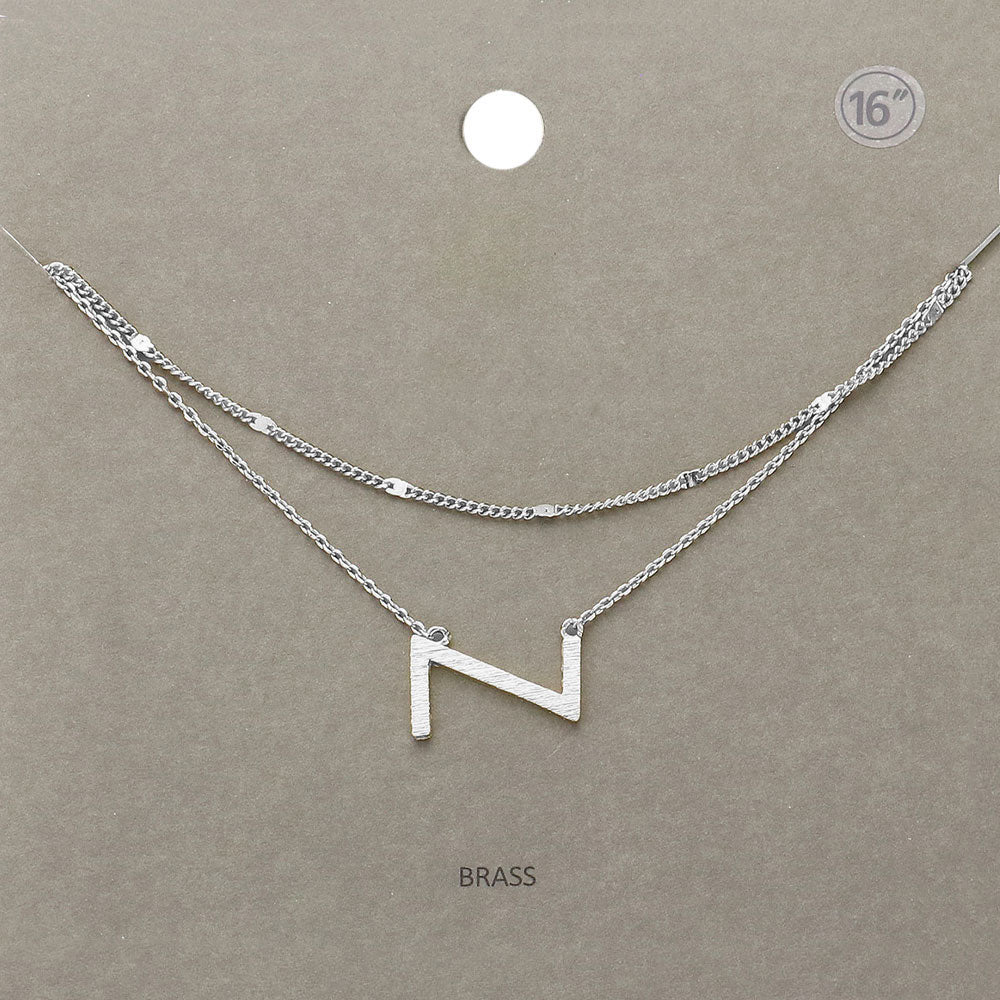 -Z- Initial Monogram Brass Metal Necklace