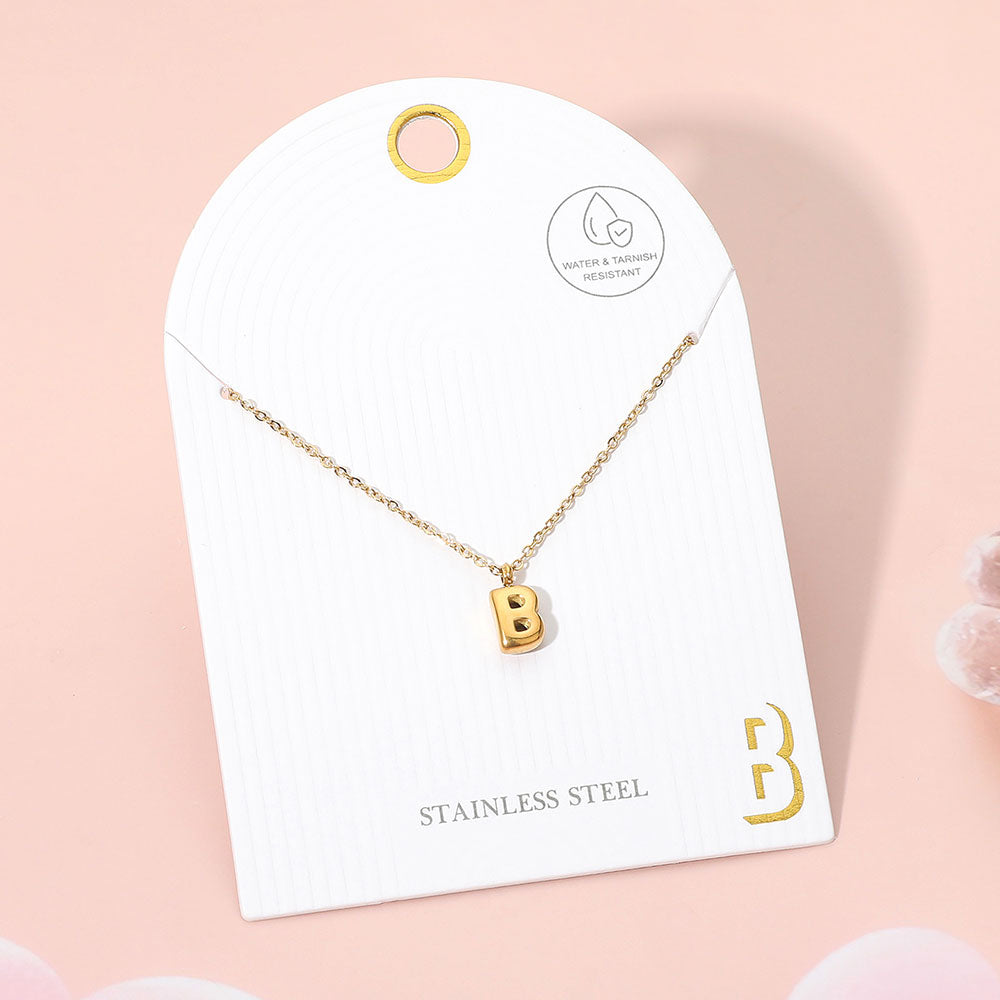 -B- Stainless Steel Monogram Pendant Necklace
