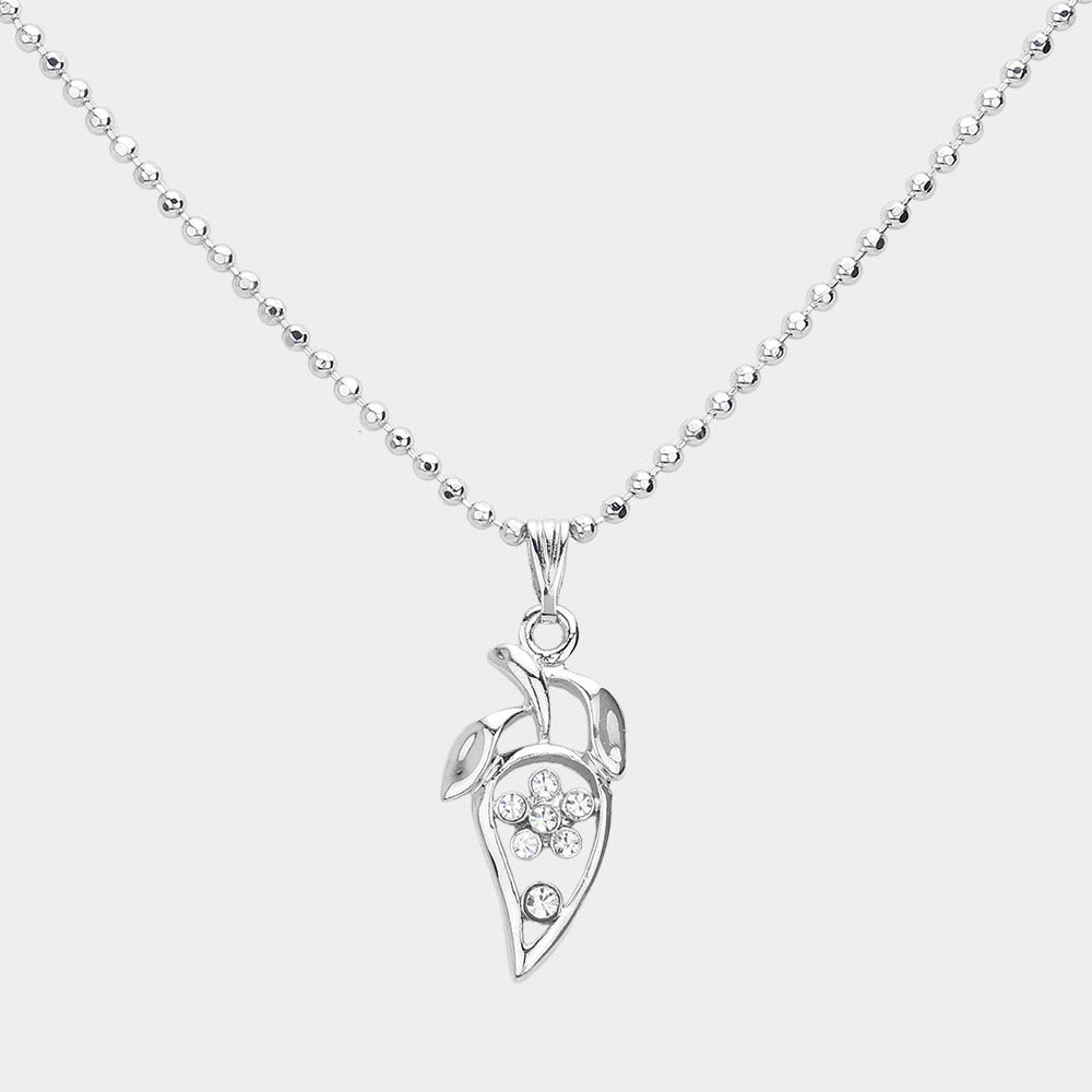 Rhinestone Pointed Fruit Pendant Necklace