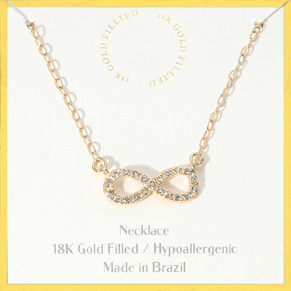 18K Gold Filled Hypoallergenic Stone Paved Infinity Pendant Necklace