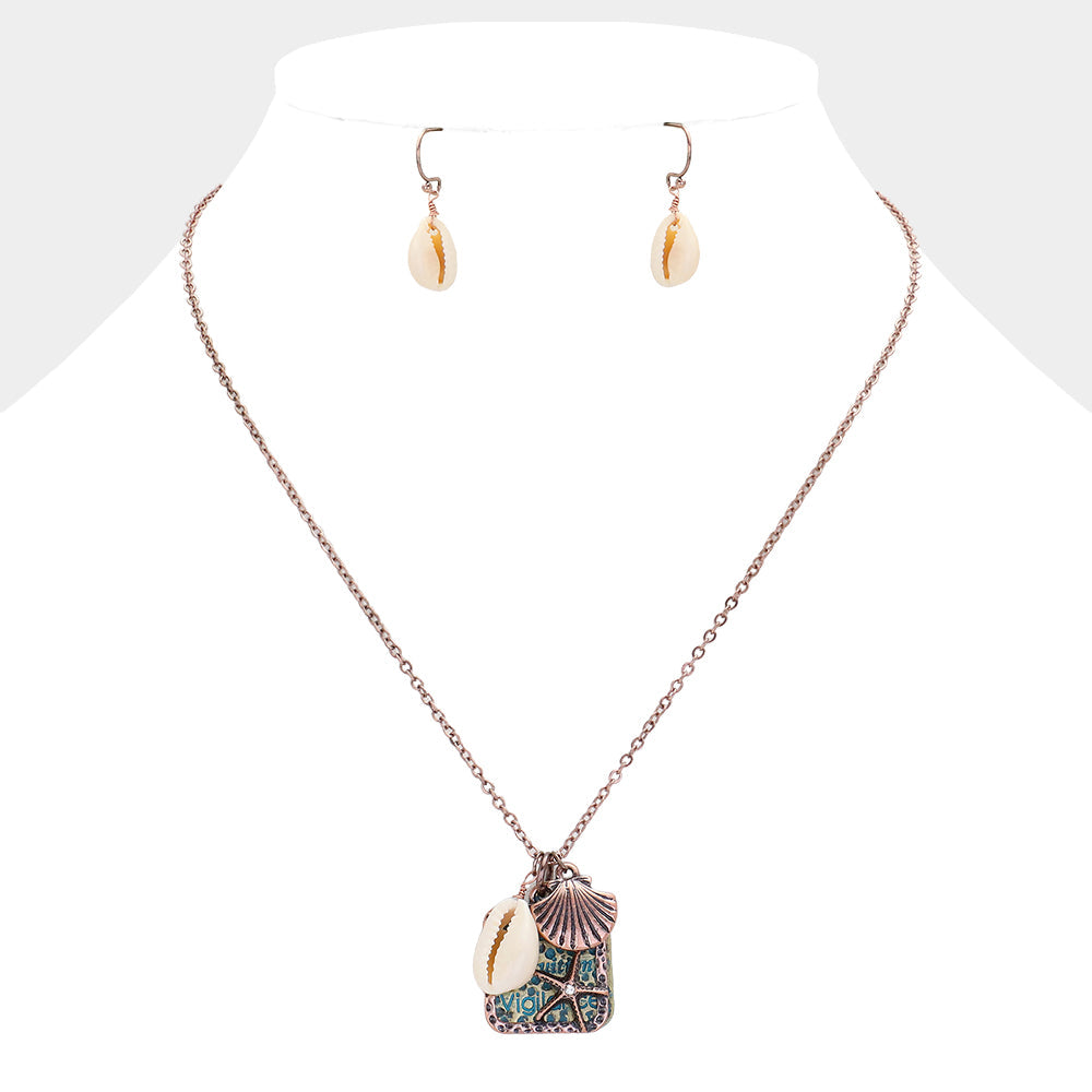 Guidance Message Starfish Cut Out Plate Shell Charm Pendant Necklace