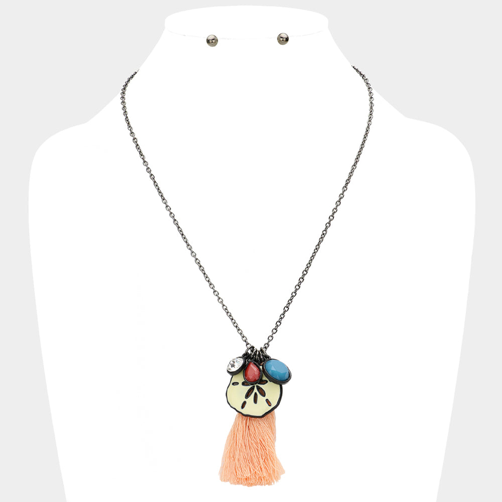 Sand Dollar Tassel Pendant Necklace