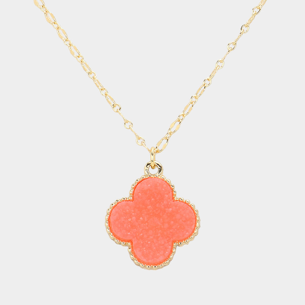 Druzy Quatrefoil Pendant Necklace