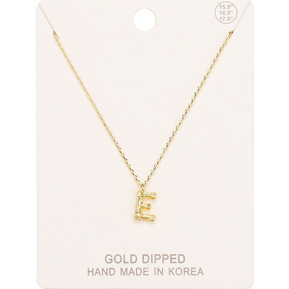-E- Gold Dipped Initial Monogram Metal Pendant Necklace