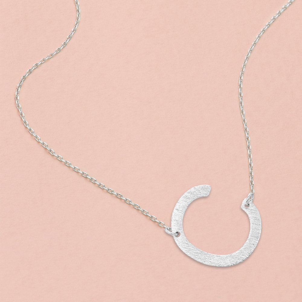 -C- White Gold Dipped Initial Monogram Pendant Necklace