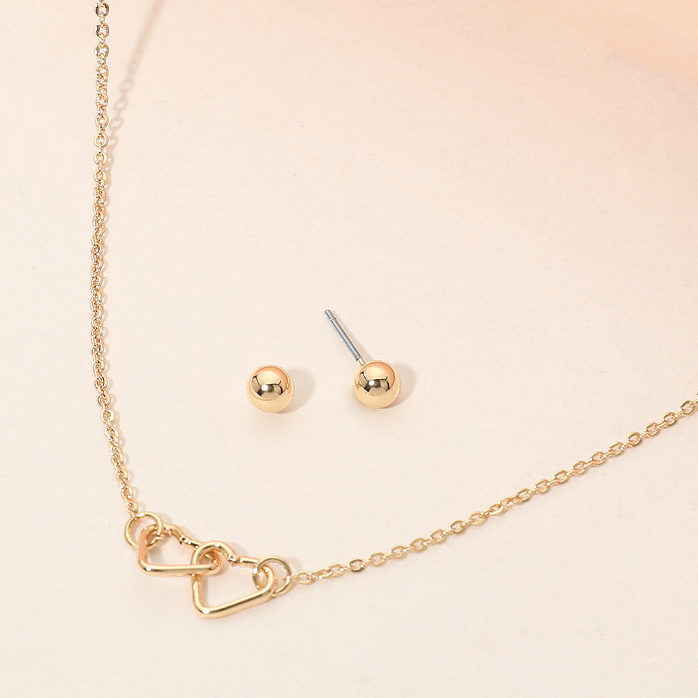 Double Open Heart Link Pendant Necklace