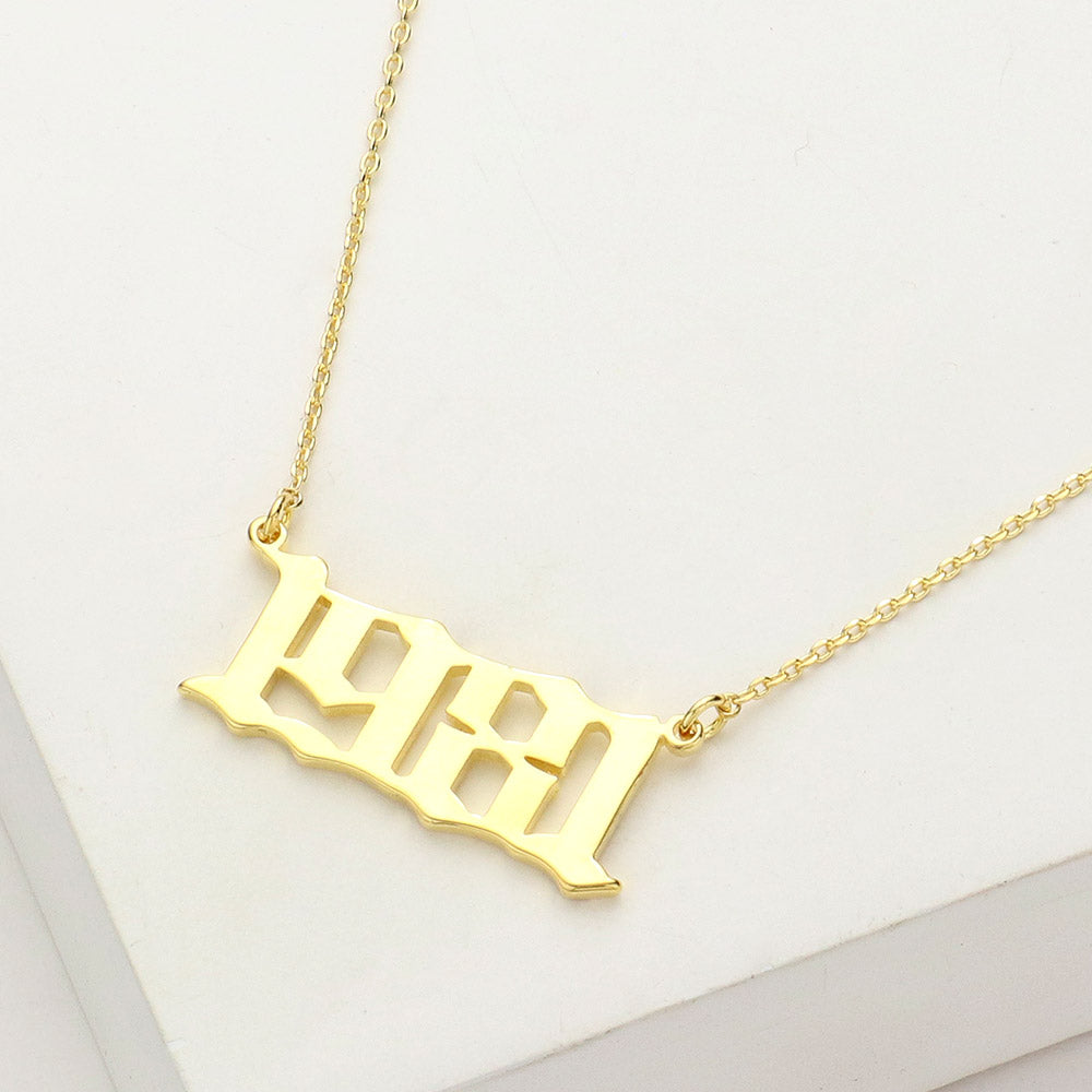 Gold Dipped 1981 Birth Year Plate Pendant Necklace