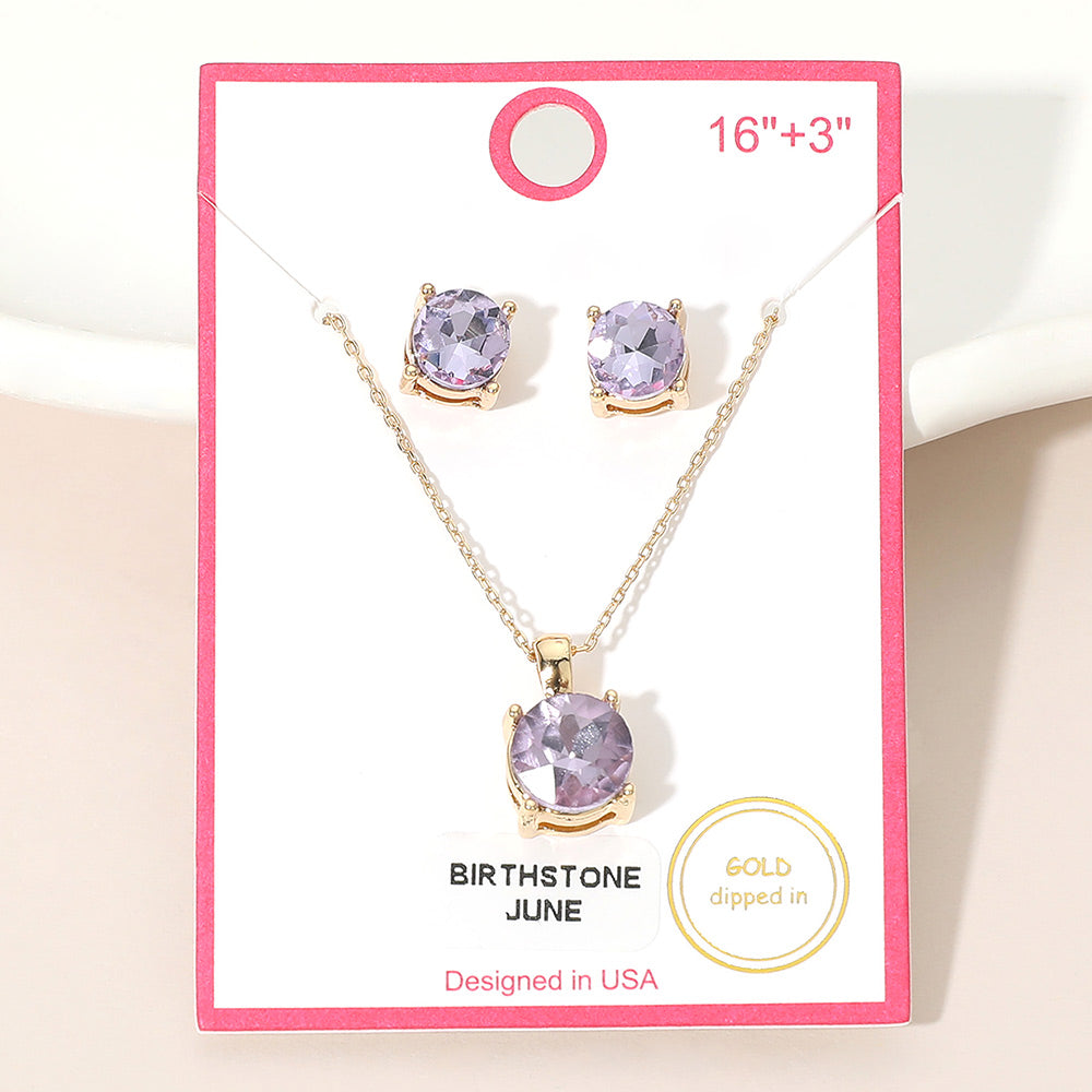 JUNE - Gold Dipped Birthstone Pendant Necklace
