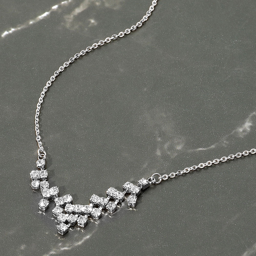 Brass Metal Rhinestone Pendant Necklace