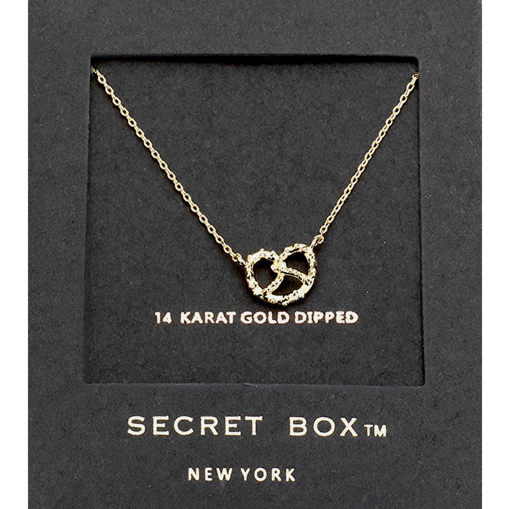 SECRET BOX_14K Gold Dipped Pretzel Pendant Necklace