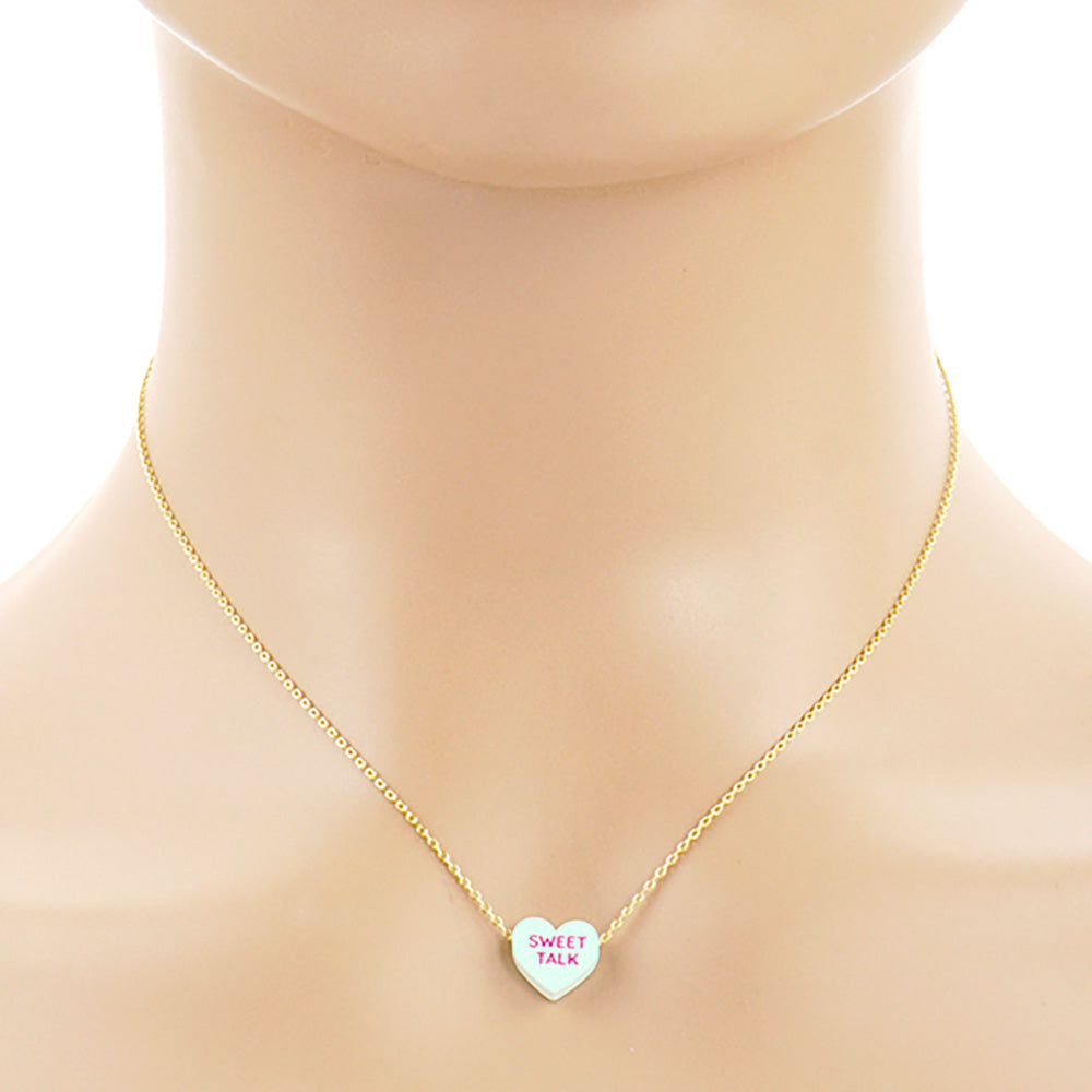 Sweet Talk Message Heart Pendant Necklace