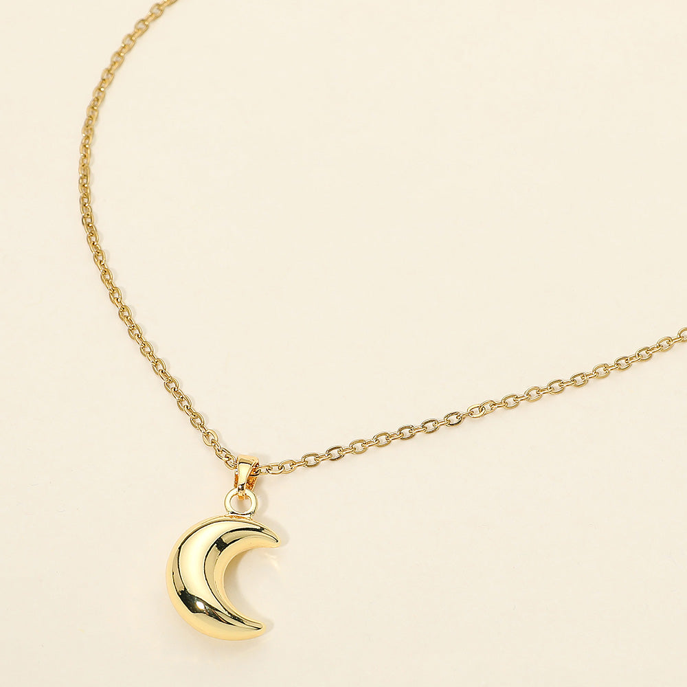 Stainless Steel Crescent Moon Pendant Necklace