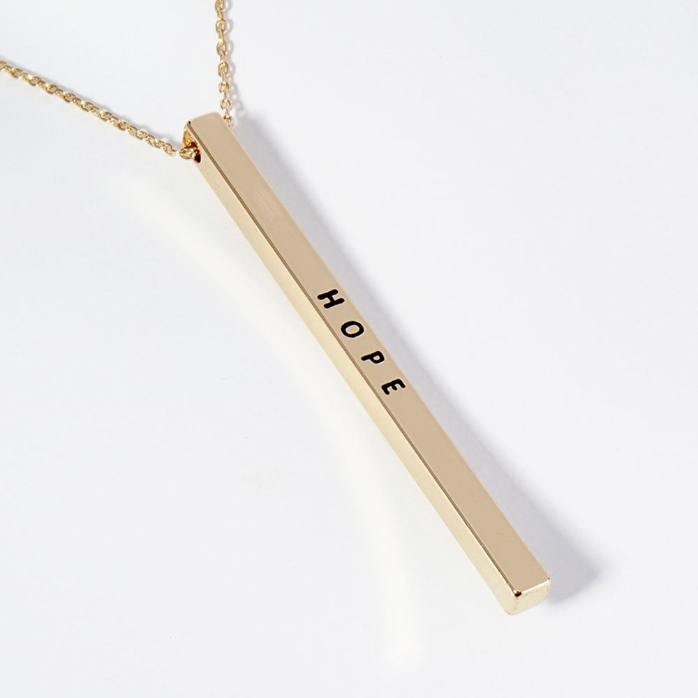 HOPE Brass Metal Bar Pendant Necklace