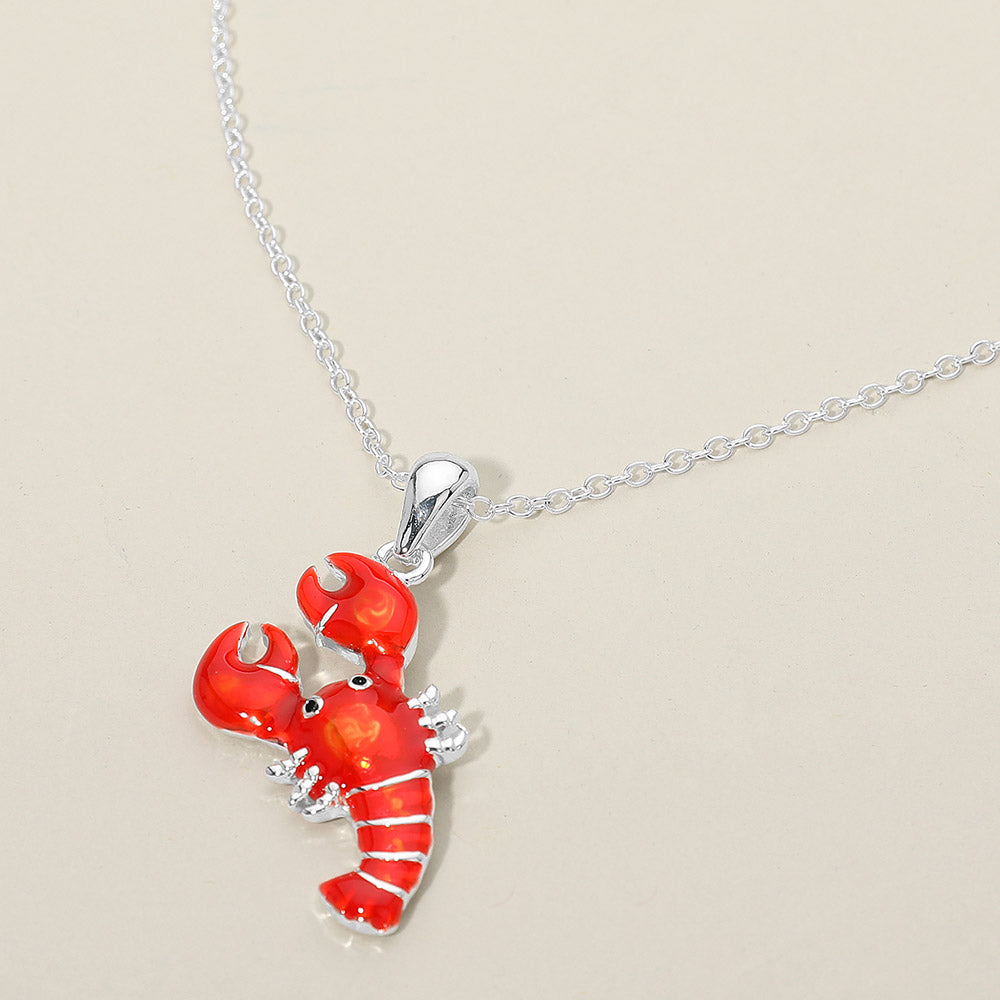 Women's Lobster Charm Pendant Statement Necklace