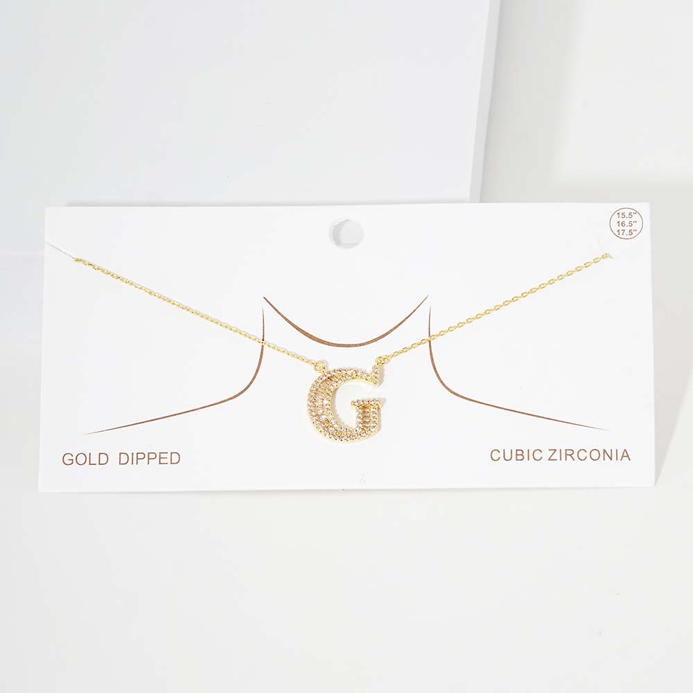 -G- CZ Initial Monogram Pendant Necklace