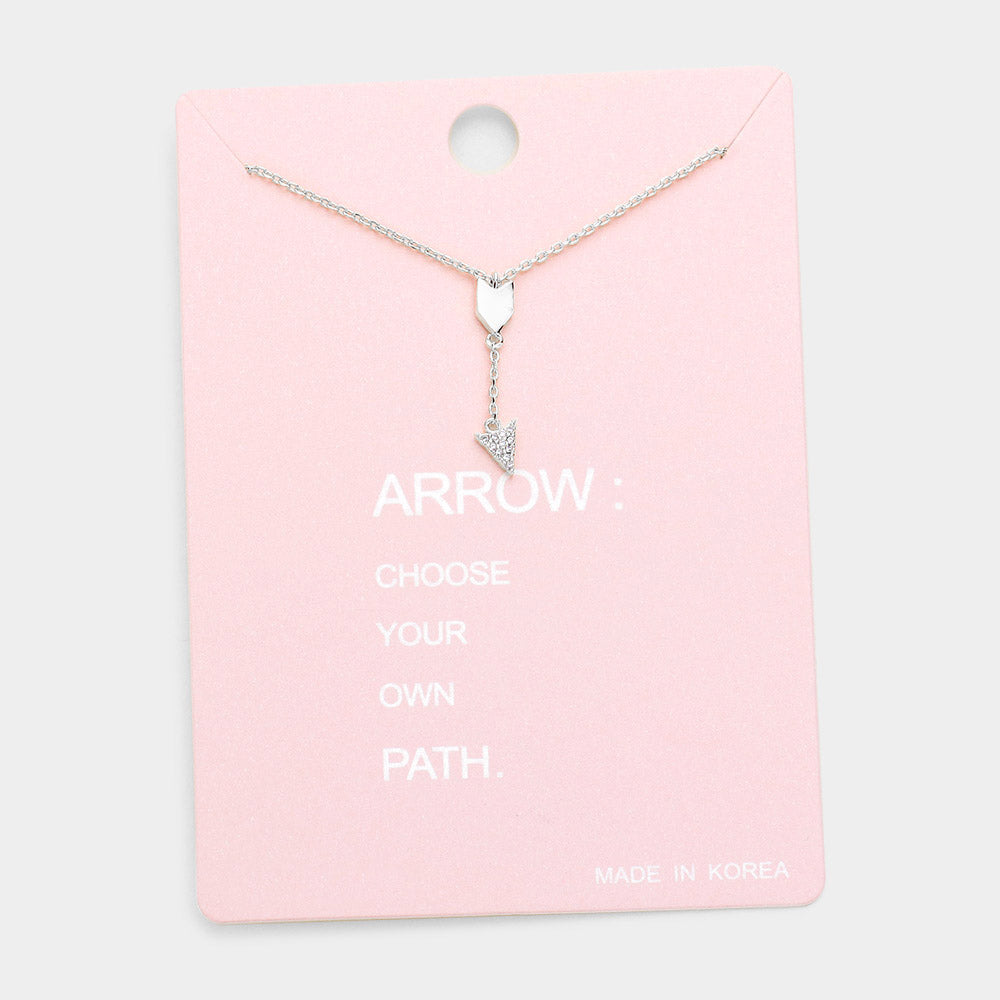 Rhinestone Arrow Pendant Necklace