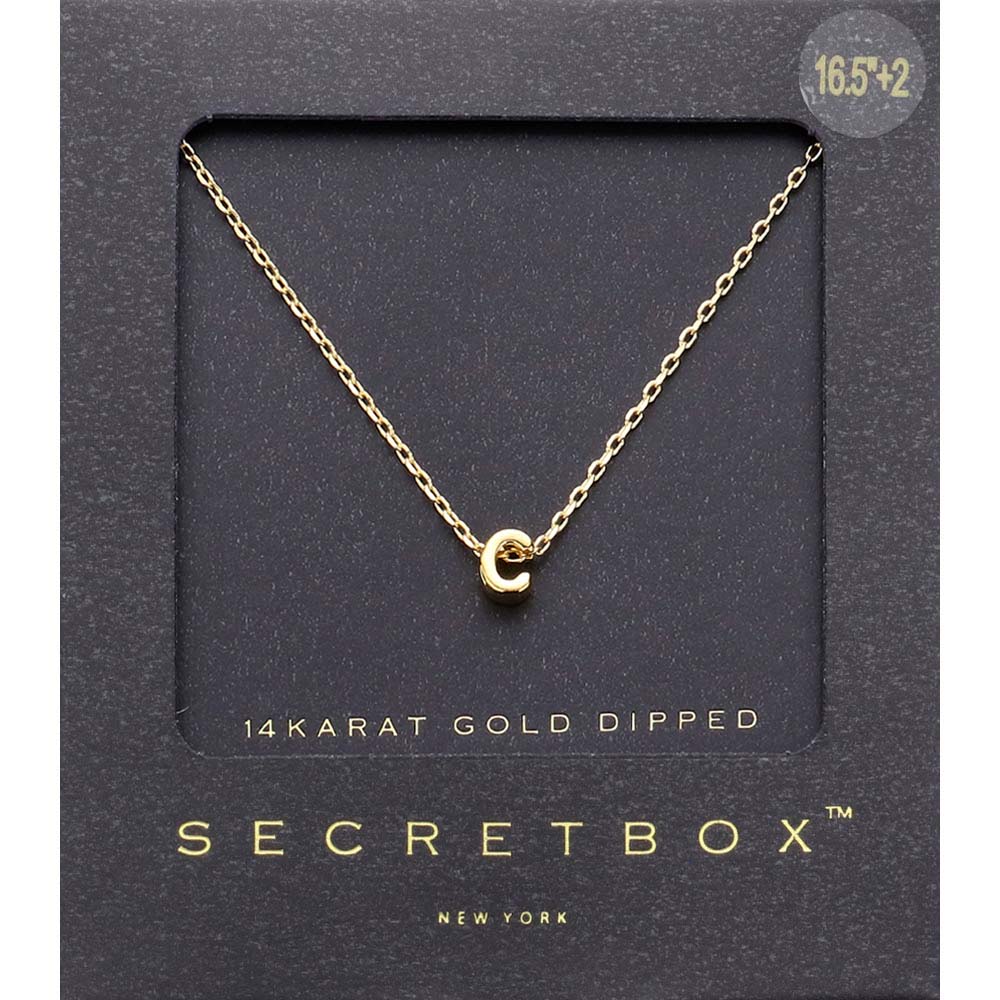 -C- SECRET BOX_14K Gold Dipped Initial Monogram Pendant Necklace