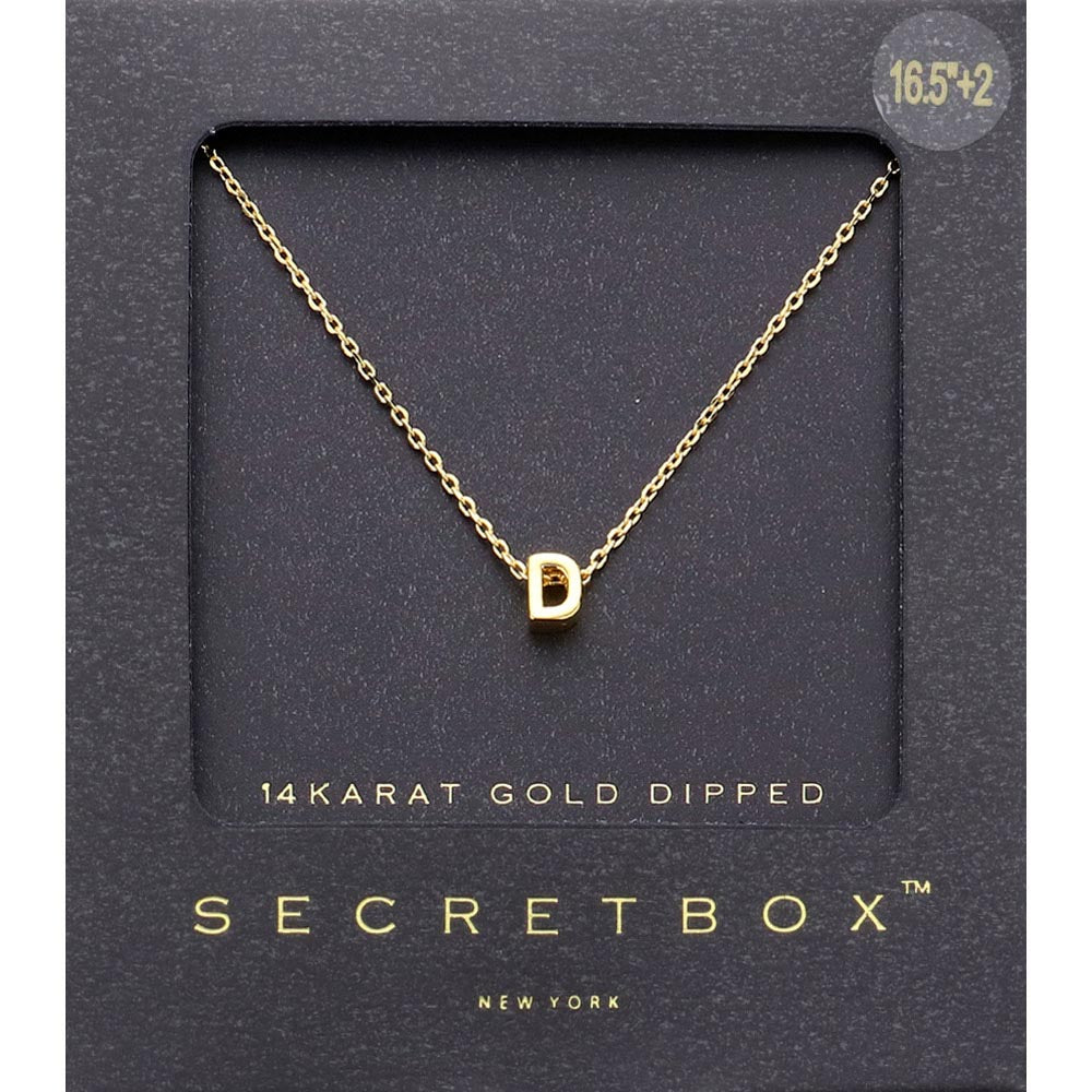 -D- SECRET BOX_14K Gold Dipped Initial Monogram Pendant Necklace