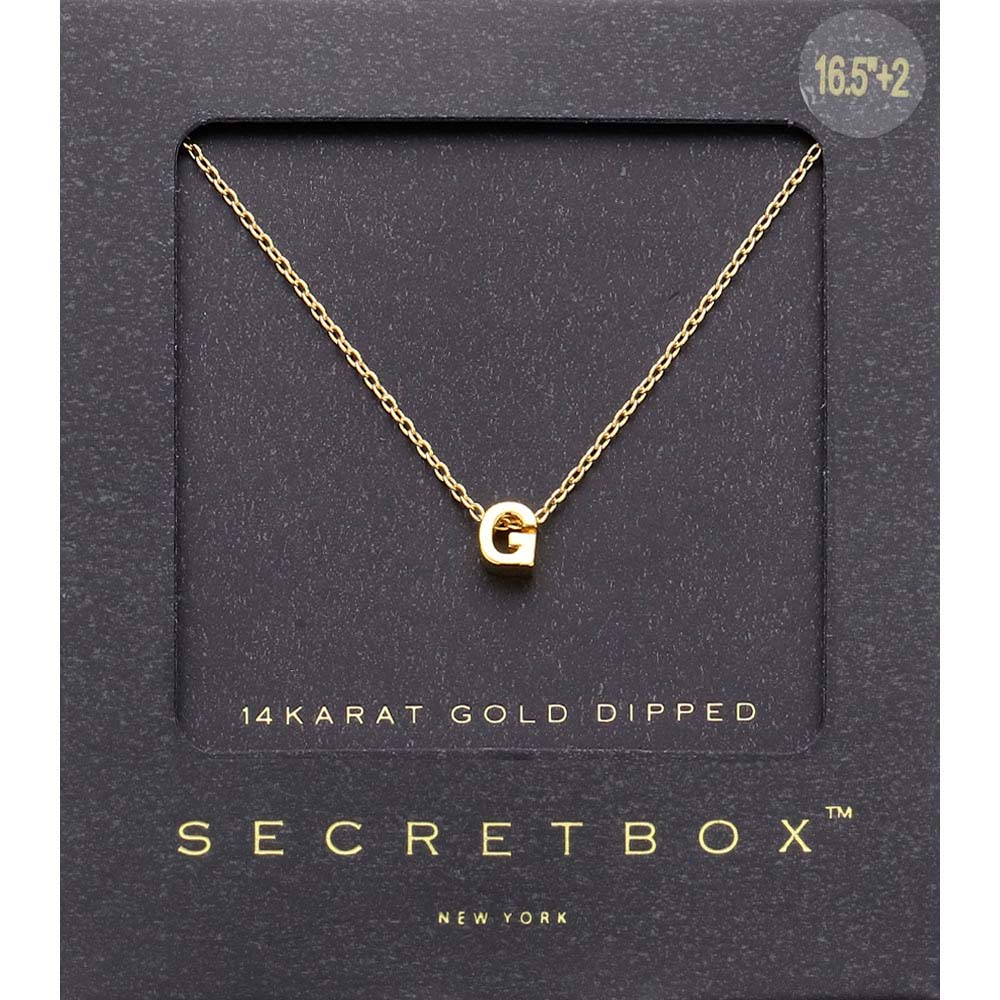 -G- SECRET BOX_14K Gold Dipped Initial Monogram Pendant Necklace