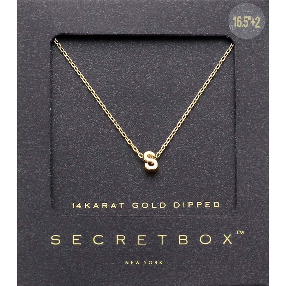 -S- SECRET BOX_14K Gold Dipped Initial Monogram Pendant Necklace