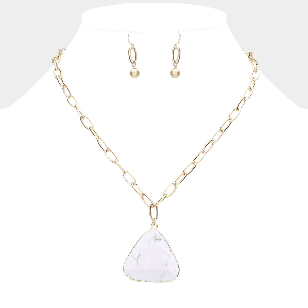 Triangle Natural Stone Pendant Necklace