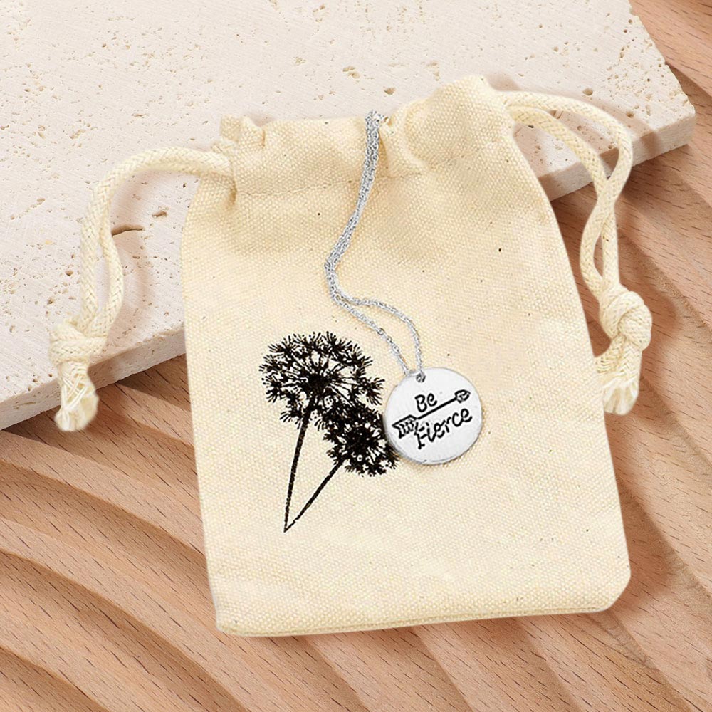 'Be Fierce' Arrow Round Metal Pendant Necklace