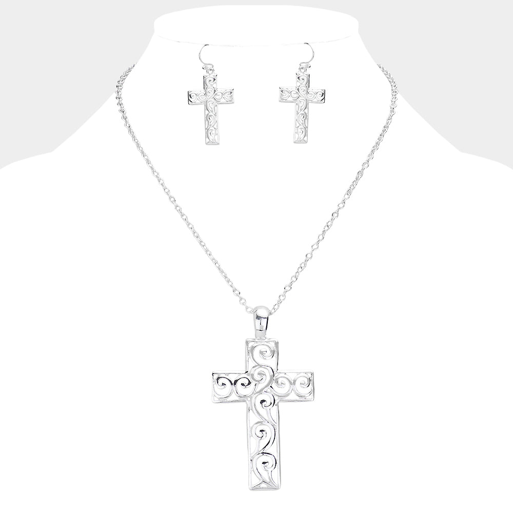 Wester Metal Cross Pendant Necklace