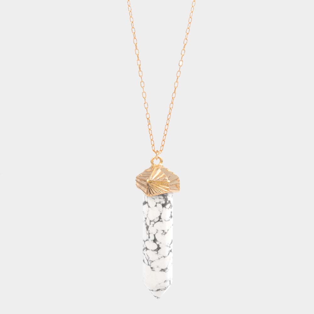 Semi Precious Stone Pendant Long Necklace